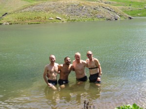 Taking a dip in Island Lake